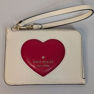 Kate Spade Cream and Red Heart Wristlet